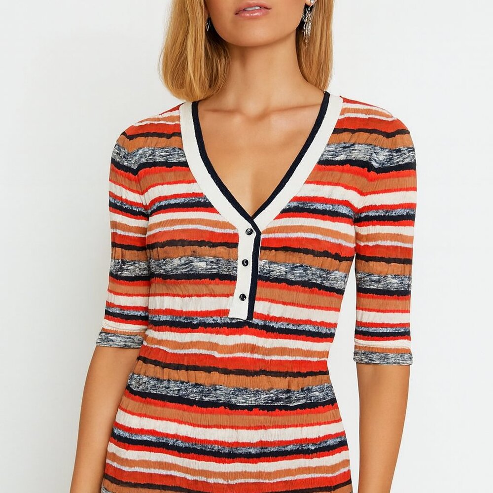 NWOT Autumn Cashmere Ribbed Striped Cotton Top, S